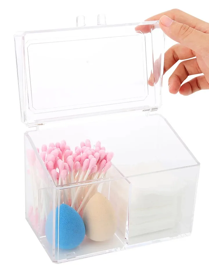 Multifunction Acrylic Cotton Swab Makeup Organizer Storage Box Portable Container Make Up Cotton Pad Holder Cosmetics Organizer