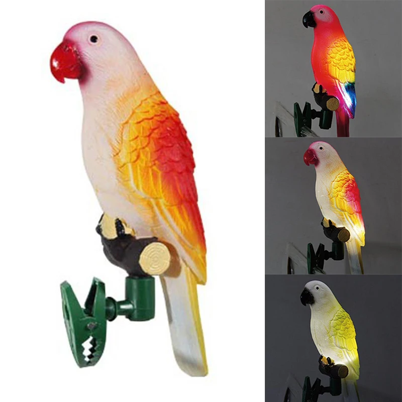 Mayitr Novelty LED Solar Garden Lights Parrot Lamp Flexible Clamp Base For Patio Backyard Outdoor Decoration Color Random