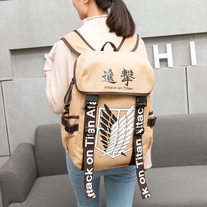 Kopen Anime Rugzak Aanval op Titan Anime Cosplay Eren Tas Cartoon Canvas Rugzak Shingeki geen Kyojin Schooltas Schouders Reistassen
