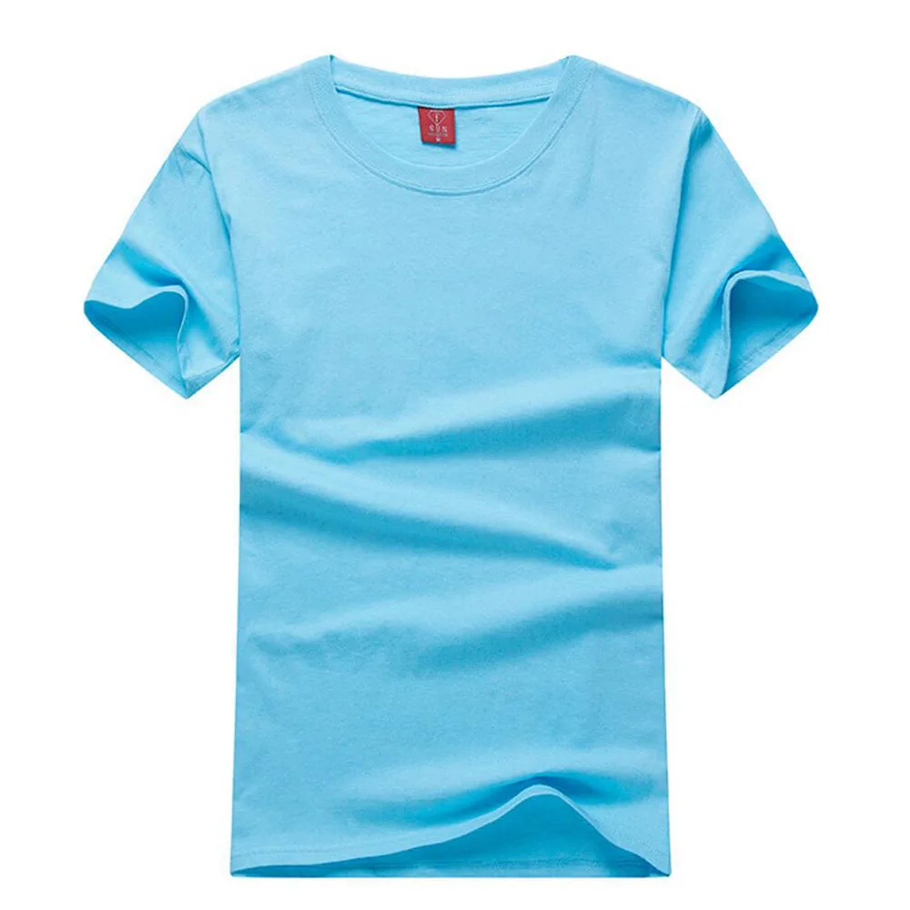 Пустая Футболка белая и черная Базовая Рабочая Футболка с круглым вырезом 180GSM хлопковые футболки с коротким рукавом, Дешевые топы, футболки - Цвет: light blue