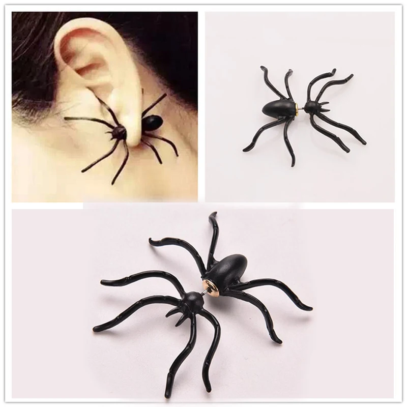 

New korean aros vintage girl punk brincos cute animal Spider black Stud Earrings For Women Fashion jewelry gift