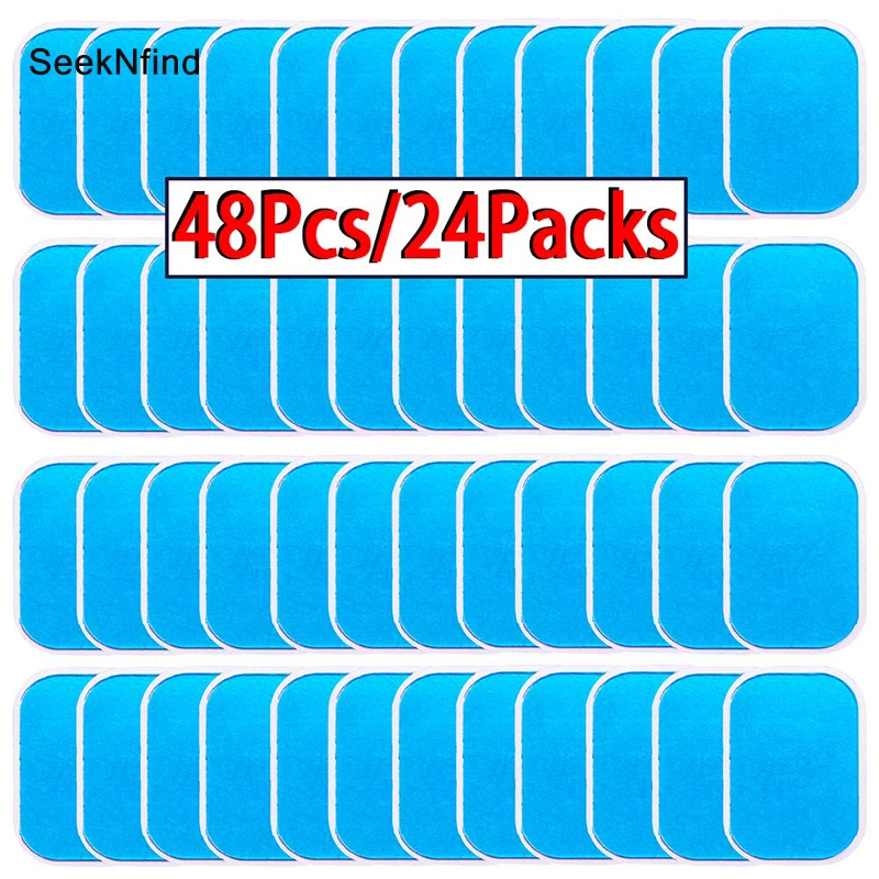 48Pcs Gel Pads for EMS Abdominal ABS Trainer Weight Loss Hip Muscle Stimulator Exerciser Replacement Massager Gel Patch