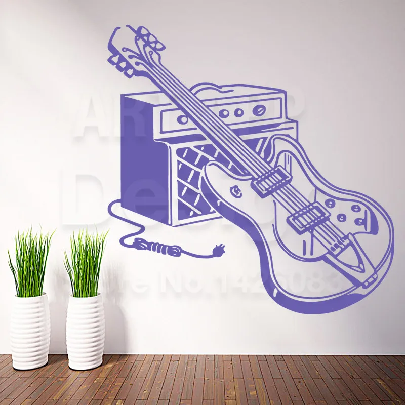 الفن جديد تصميم الفينيل منزل الديكور رخيصة الغيتار مجموعة جدار ملصقا الملونة ديكور المنزل الموسيقى معدات الشارات في الأسرة غرف