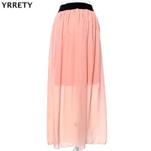 YRRETY шифоновое макси юбка летняя Европа Тонкий Винтаж плиссированные эластичная талия, длинные Стиль осень плюс Размеры леди Костюмы