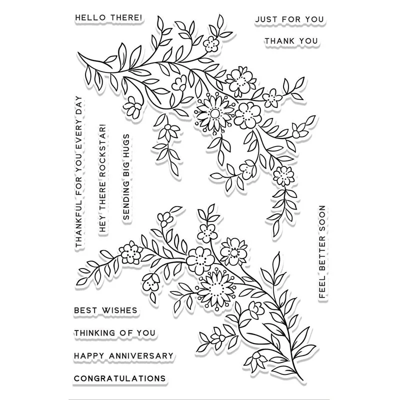

GJCrafts Flower Branch Clear Stamps and Dies 2019 for Card Making Scrapbooking Craft Embossing Stencils Stamp and Dies Set
