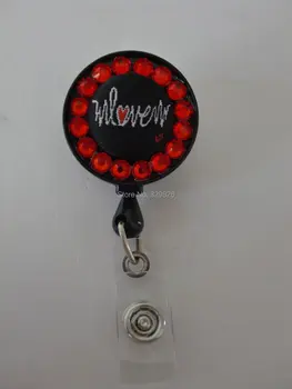 

rhinestone id bage reel with keychain 10pcs/lot