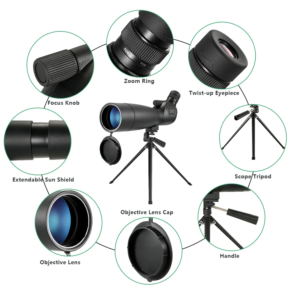 Visionking 20 60x80 большой зрительный прицел водонепроницаемый BAK4 широкоугольный