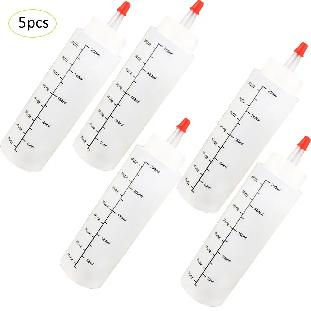 

5PCS 250ML Plastic Needle-nosed Squeeze Bottle Kitchen Oil Dispenser With Leak-Proof Cap Sauce Salad jar spice Bottle