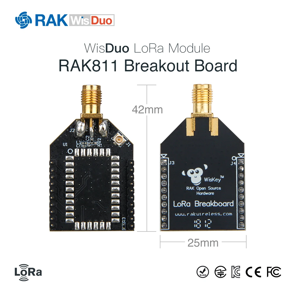 RAK811 макетная плата с открытым исходным кодом LoRa wi-fi-модуль быстро тестовая коммутационная плата небольшого размера 3,3 В SMA+ IPX 868/915 МГц Q108