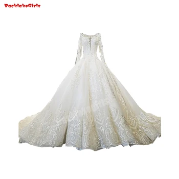 

53710 Silk Satin Wedding Dress Silver Thread Embroidery Elegant Sequined Bridal Dress