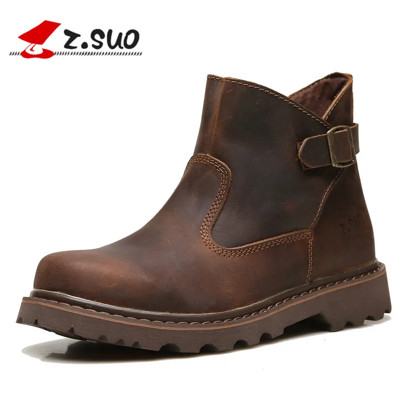

Z.SUO High Quality Men's Tooling Boots Natural Cow Leather Fashion Slip-on Boots For Man Leisure Fashion Men Motorcycle Boots
