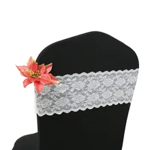 100 шт./упак. белый/черный/слоновая кость спандекс стрейч кружева повязки для кресел пояса для свадебной вечеринки события украшения