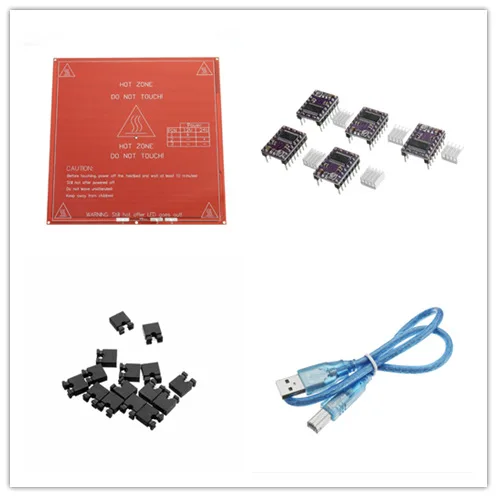 KuaiJieWei 3D Printer Mainboard Kit RAMPS 1.4+ Arduino Mega 2560+ DRV8825+ 12864LCD+ PCB Heat Bed MK2B