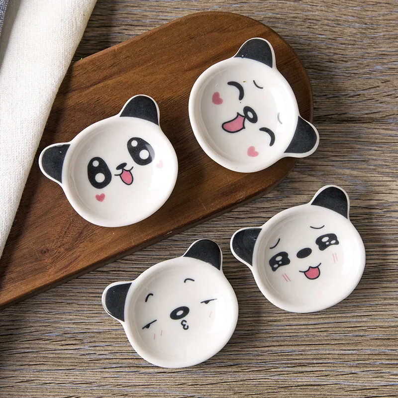 1 шт. мини мультяшная панда Керамическая маленькая тарелка домашняя тарелка для соевого соуса креативная японская посуда приправа блюдца