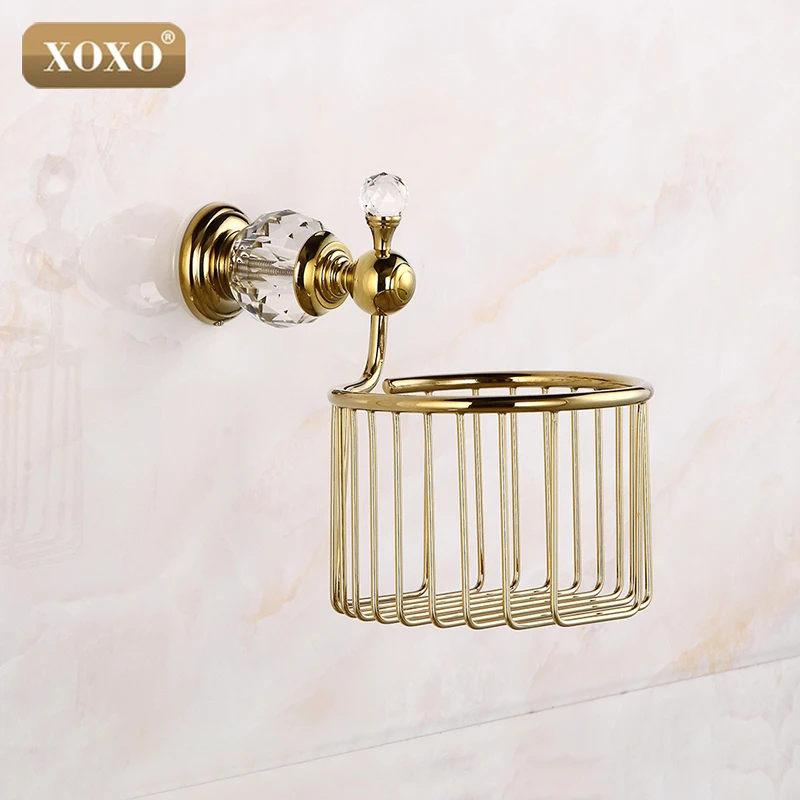 XOXO золотой кристалл настенные аксессуары для ванной комнаты держатель для туалетной бумаги в ванной комнате корзина 12083GS