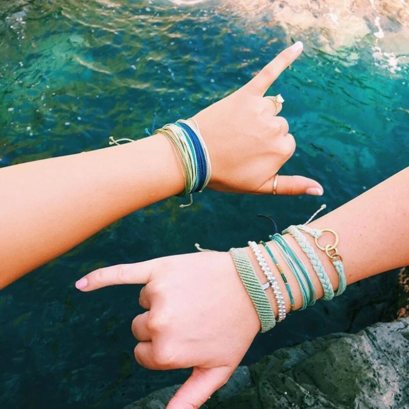 

Waterproof Wax-Coated Surfer String Multistrand Pull Cord Bracelet Beach Jewelry
