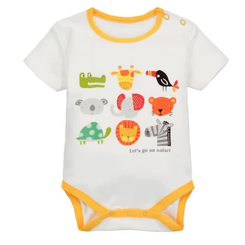

y414 Summer new cotton joint clothing baby buckle short - sleeved triangle jeans elephant animal climbing Bodysuits