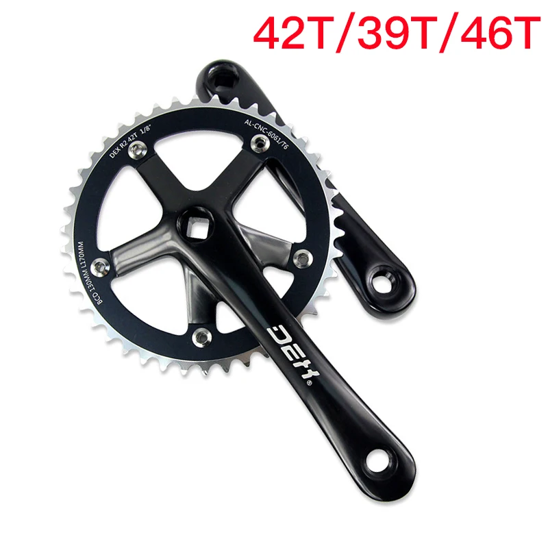 

Bicycle Fixed Gear Single Speed Square Hole Chain Wheel Suit 42T 39T 46T 170mm Crank Bike Cycling Aluminum Alloy Crankset Crank