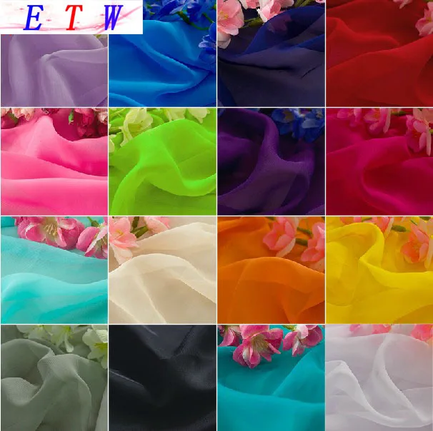 Hot selling chiffon fabric georgette fabric solid color linen cloth 2 meters/lot 150cm Width 20 Colors Collection Free shipping