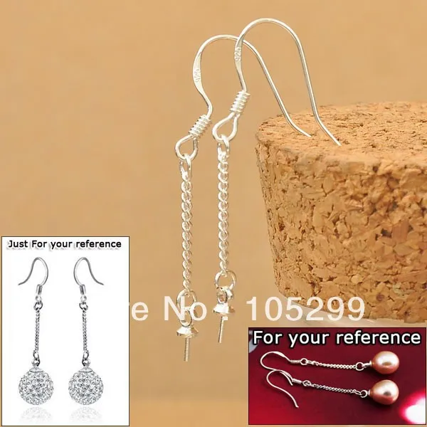50PCS Ear Part Jewelry Making Component Beads Caps 925 Sterling Silver Pearl Mounting Top Quality Hook Long Connection | Украшения и