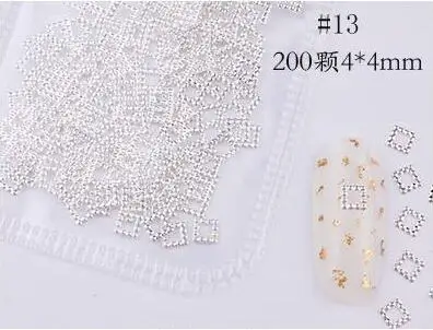 3D стальных шпилек/заклепки 200 шт./пакет японский 3D сплав для дизайна ногтей и заклепками JS08-31 полый круг* Квадратный* Треугольники аксессуары для ногтей, 01 - Цвет: color 13(200pcs)