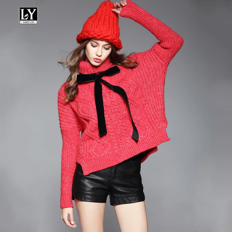 

Ly Varey Lin Autumn Winter Turtleneck Knitted Sweater Women Warm Elastic Twist Sweater Pullover Red Christmas Casual Female Tops