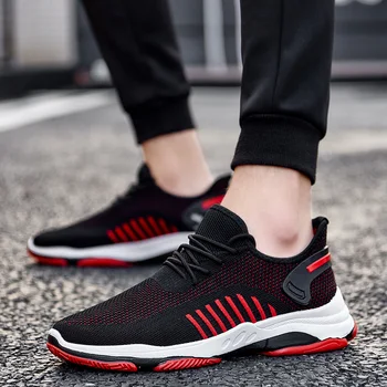 

Men's Mesh Sneakers Breathable Mens Casual Shoes Non-slip Outdoor Walking Light Weight Rubber Sole Lace-up Black Zapatos Shoe