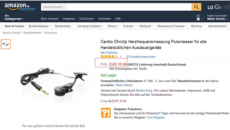 9 Ear Clip Cardio Fitness Heart Rate Sensor Finger Pulse Heat Beat Meter Sensor for Kettler Exercise Bike Sport Equipment Training