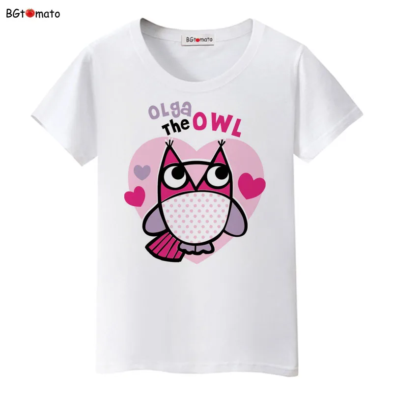

Новая футболка BGtomato с рисунком Совы из мультфильма, лидер продаж, Милая женская рубашка, хорошее качество, топы, брендовые футболки