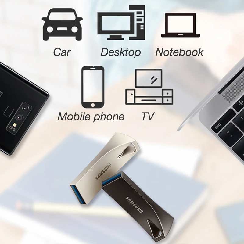 USB флеш накопитель SAMSUNG BAR Plus металлический 256/128/64/32/3 1 ГБ|USB флэш-накопители| |