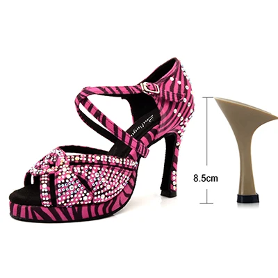 Ladingwu/туфли для латинских танцев на платформе; женская обувь для танцев с текстурой розы и зебры; замшевые туфли для бальных танцев; Свадебная обувь для танцев - Цвет: Rose 8.5cm