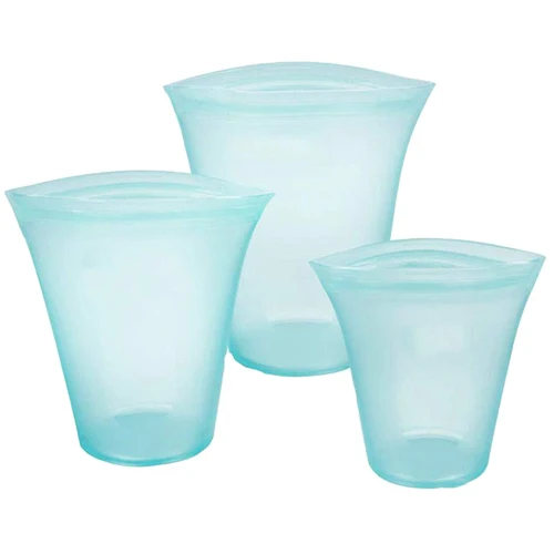 Новые Домашние силиконовые герметичные пакеты для хранения на молнии, кухонные герметичные пакеты для хранения продуктов, контейнер-холодильник, свежая сумка для приготовления салата - Цвет: Blue Cups