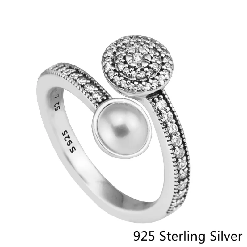CKK Silver 925 Jewelry Luminous Glow White Crystal Pearl Rings Fashion Making Sterling Original Ring | Украшения и аксессуары