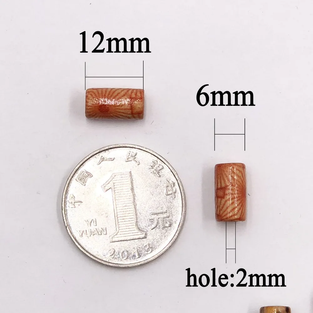 100 шт./упак. 12 мм* 6 мм смешанные цвета случайным образом, баррель шаблон деревянные бусины, бусины с большим отверстием для браслет с подвеской оптом
