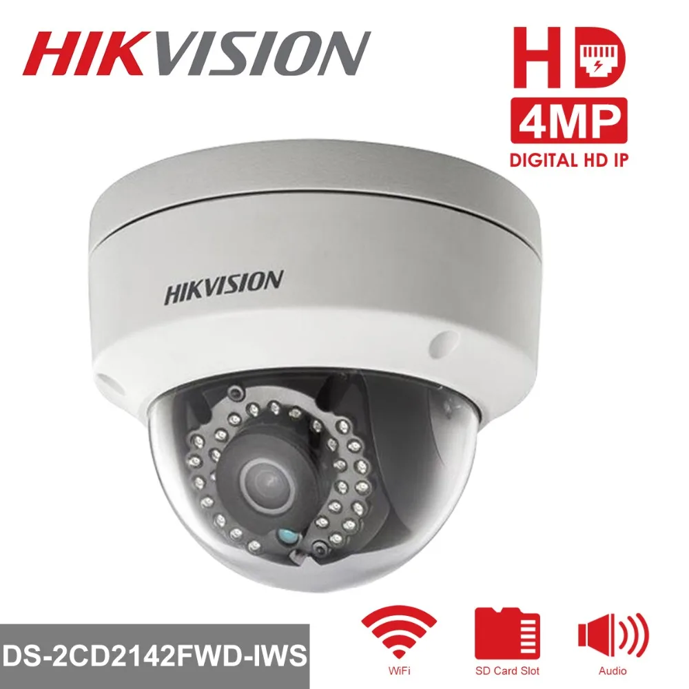 

Original Hikvision 4MP WiFi Camera DS-2CD2142FWD-IWS MINI Wireless Dome IP Camera Support Audio and Alarm I/O PoE IP Camera