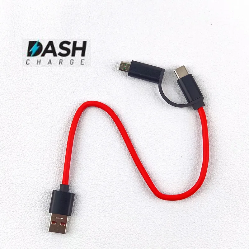 

2 in 1 Red Short Usb Type C Dash Charger cable For OnePlus 5t/5/3t/3/6/6t Fast Charge Cable For Oppo R9 R11 r9s R15 r17 phone