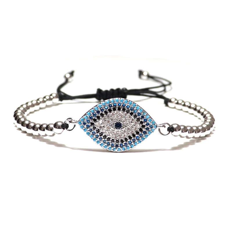 Noter, браслет от сглаза для женщин и мужчин, 4 мм, медный бисерный браслет, роскошный микро браслет с кристаллами, плетеная веревка, бразильские ювелирные изделия для рук