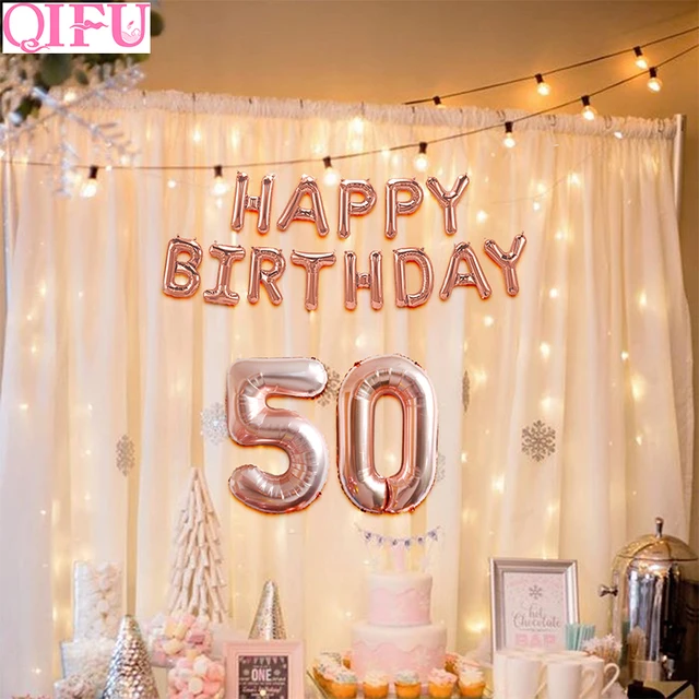 aliexpress com buy qifu 50th birthday balloons anniversary rose qifu 50th birthday balloons anniversary rose gold balloon number figure 50 years party decorations women favors