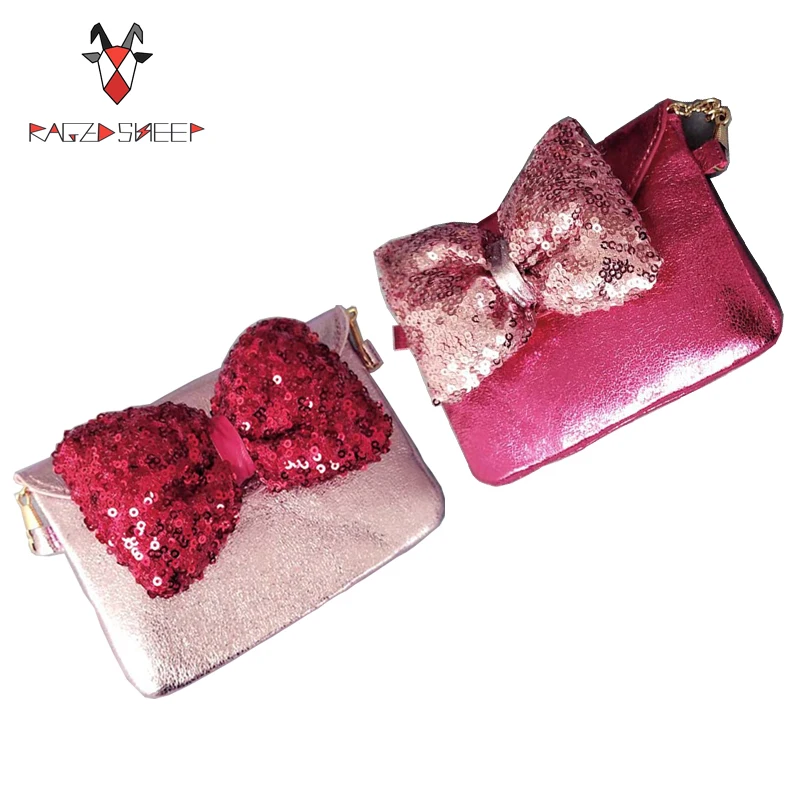 

Raged Sheep Lovely Children one shoulder bag Bow coin purse cute Sequins girls messenger bag baby accessories