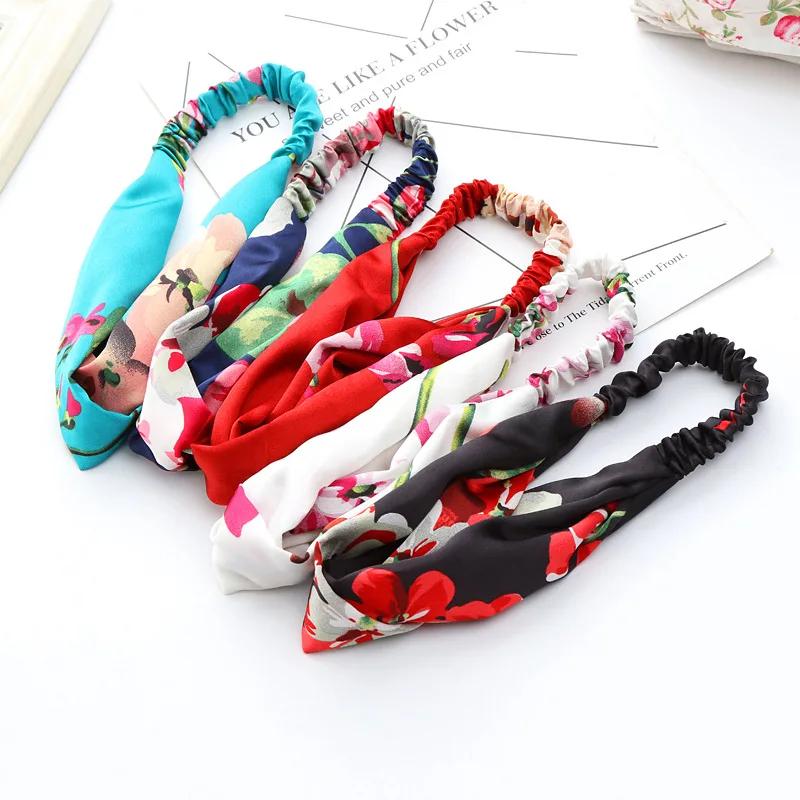 New Women Flowers Headband Head Scarf Girls Hairband Knot Design Ladies