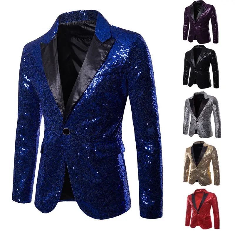 

Men Blazer Sequin Stage Performer Formal Host Suit Bridegroom Tuxedos Star Suit Coat Male Costume Prom Wedding Groom Outfit