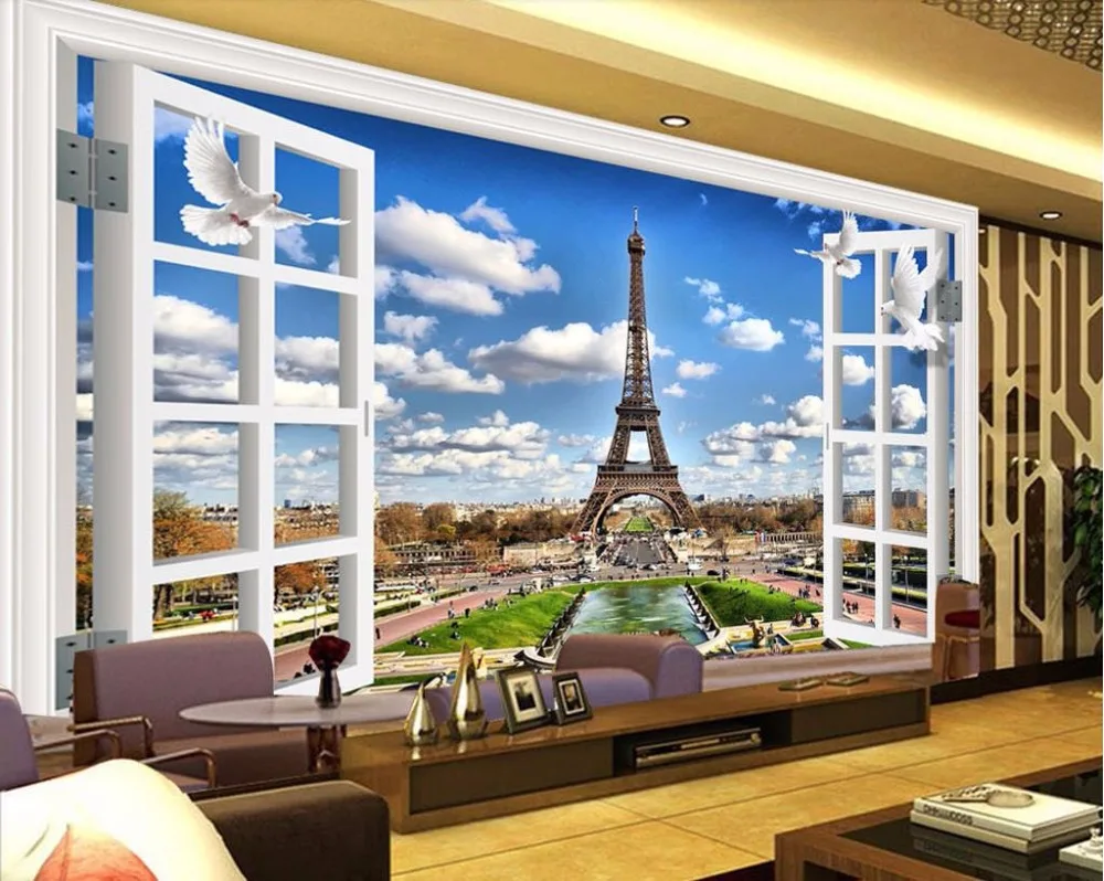 Menyesuaikan 3 D Wallpaper Untuk Menara Eiffel 3d Wallpaper Kamar Tidur Ruang Tamu Dinding Mural Wallpaper Gulungan Kertas Dinding Dekorasi Rumah Wallpaper Aliexpress
