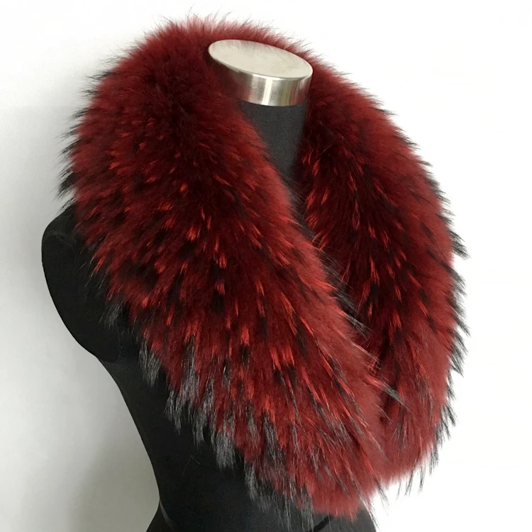 Роскошный шарф из натурального меха енота Женское пальто натуральный красный мех енота воротник зимний теплый меховой воротник-шарф