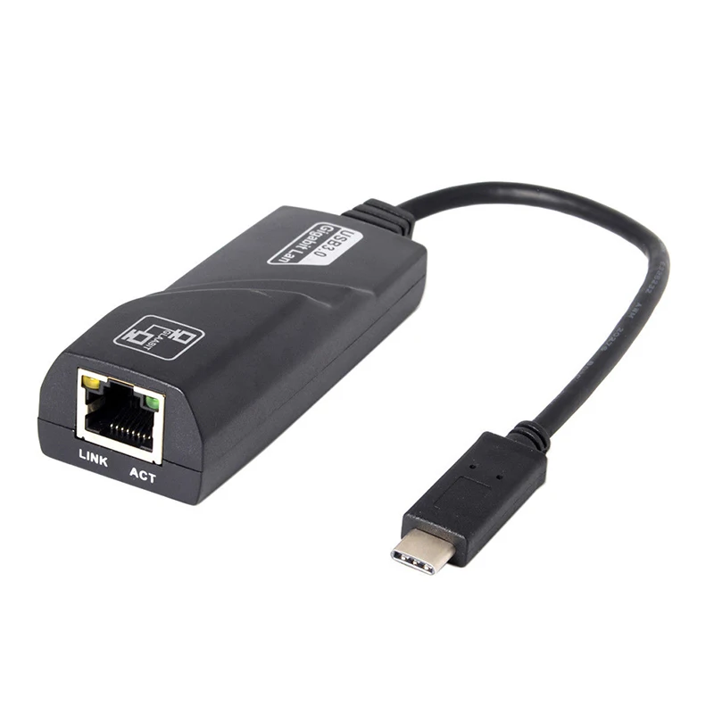 1000Mbps Type-c USB-C To RJ45 Gigabit Ethernet LAN Network Adapter Cable For PC K Laptop Accessory Black