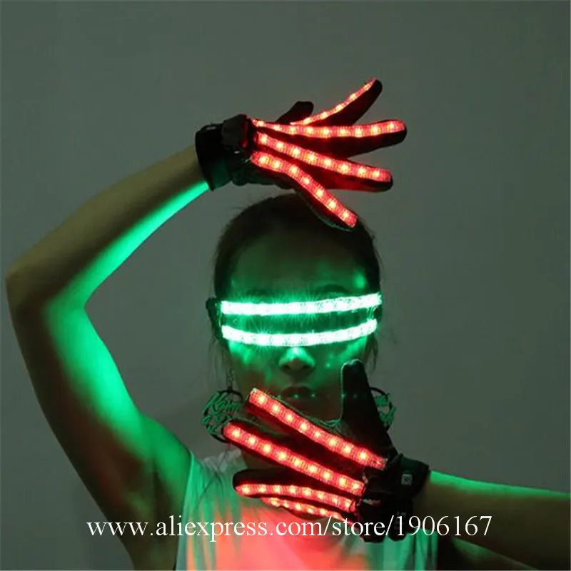 LED Gloves Luminous Flower Finger Light Gloves Party Supplies Dancing Club Props Stage Costumes LED Gloves Glasses03