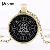 2017 New Pagan Wheel Of The Year Necklaces Pentagram Pendant Round Photo Wiccan Jewelry Glass Cabochon Necklace Link Chain HZ1 ► Photo 2/3