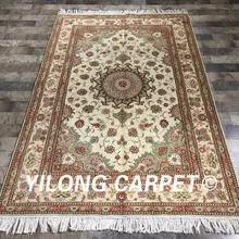 Yilong 4'x6' красные цветы ручной работы персидский турецкий элегантный ручной работы изысканный ковёр из шелка и шерсти(WY2114S4x6