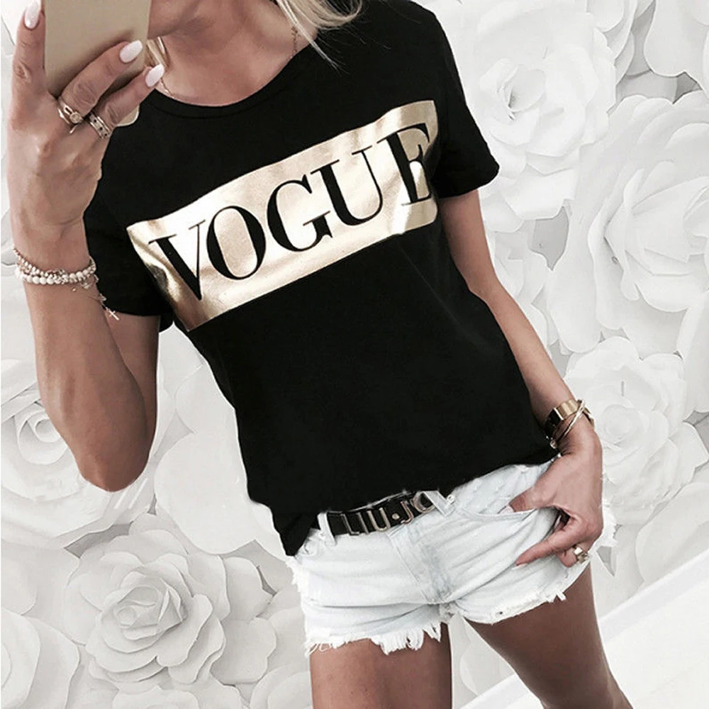 Женская модная футболка с принтом, Повседневная футболка с коротким рукавом, черная, белая, с буквенным принтом, топы, летняя хлопковая футболка, женская футболка WDC2084