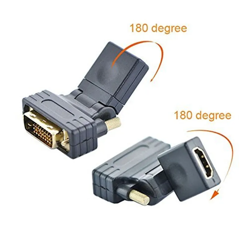 

360 Degree Rotation DVI-D Link Male 24+1 Pin to HDMI Female HDMI to DVI Gold Plated Connector Converter High Quality Adapter