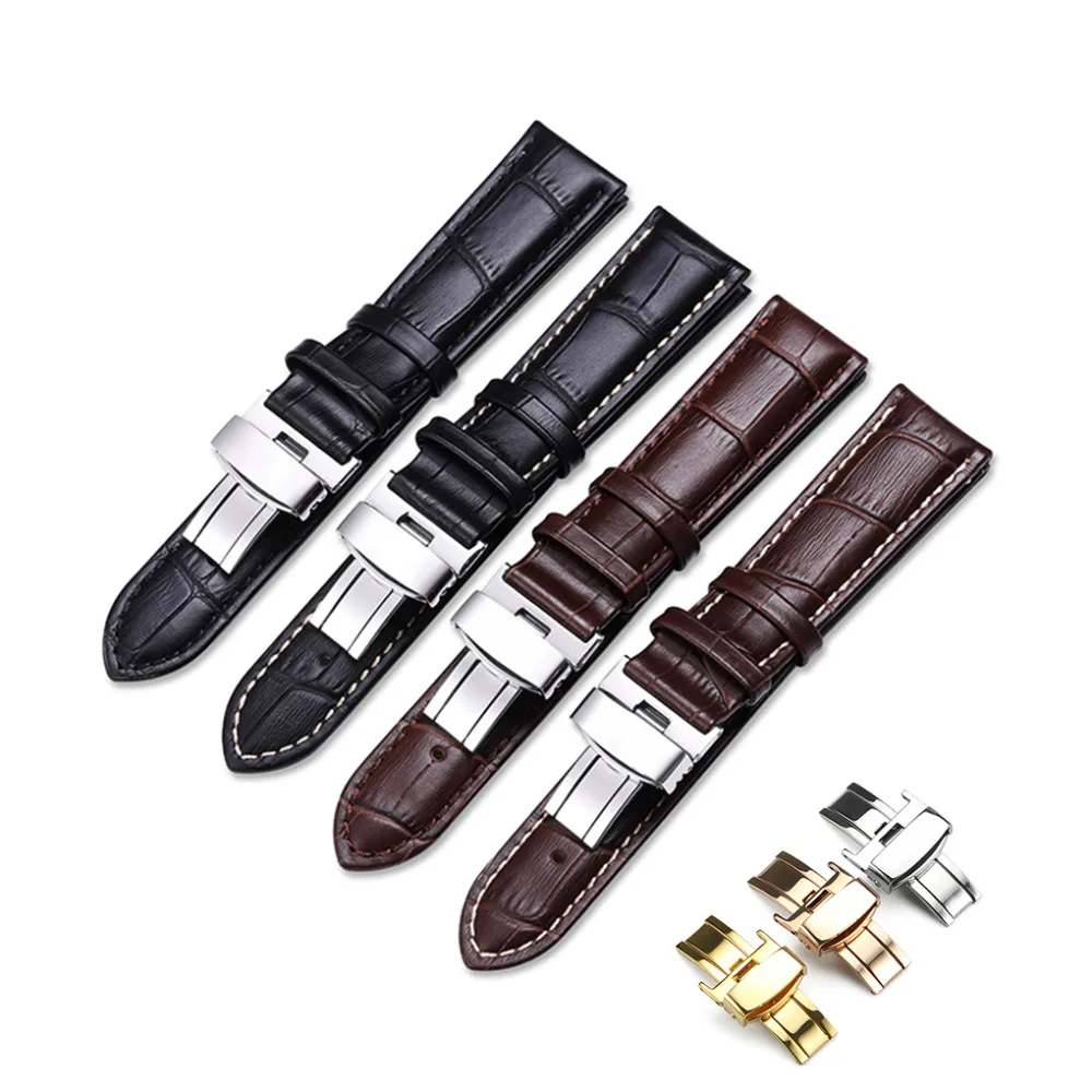 Meilleur IStrap Pulseira Véritable Veau En Cuir Bracelet Noir Brun Montre Bande Sangle Rembourrée 16mm 18mm 20mm 22mm bracelet Ceinture pour Tissot